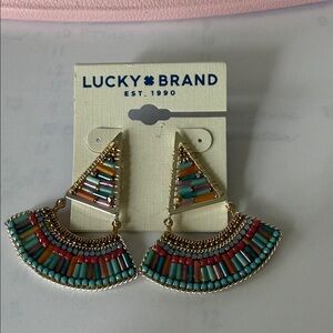 Lucky Brand Multicolor Beaded Fan Earrings